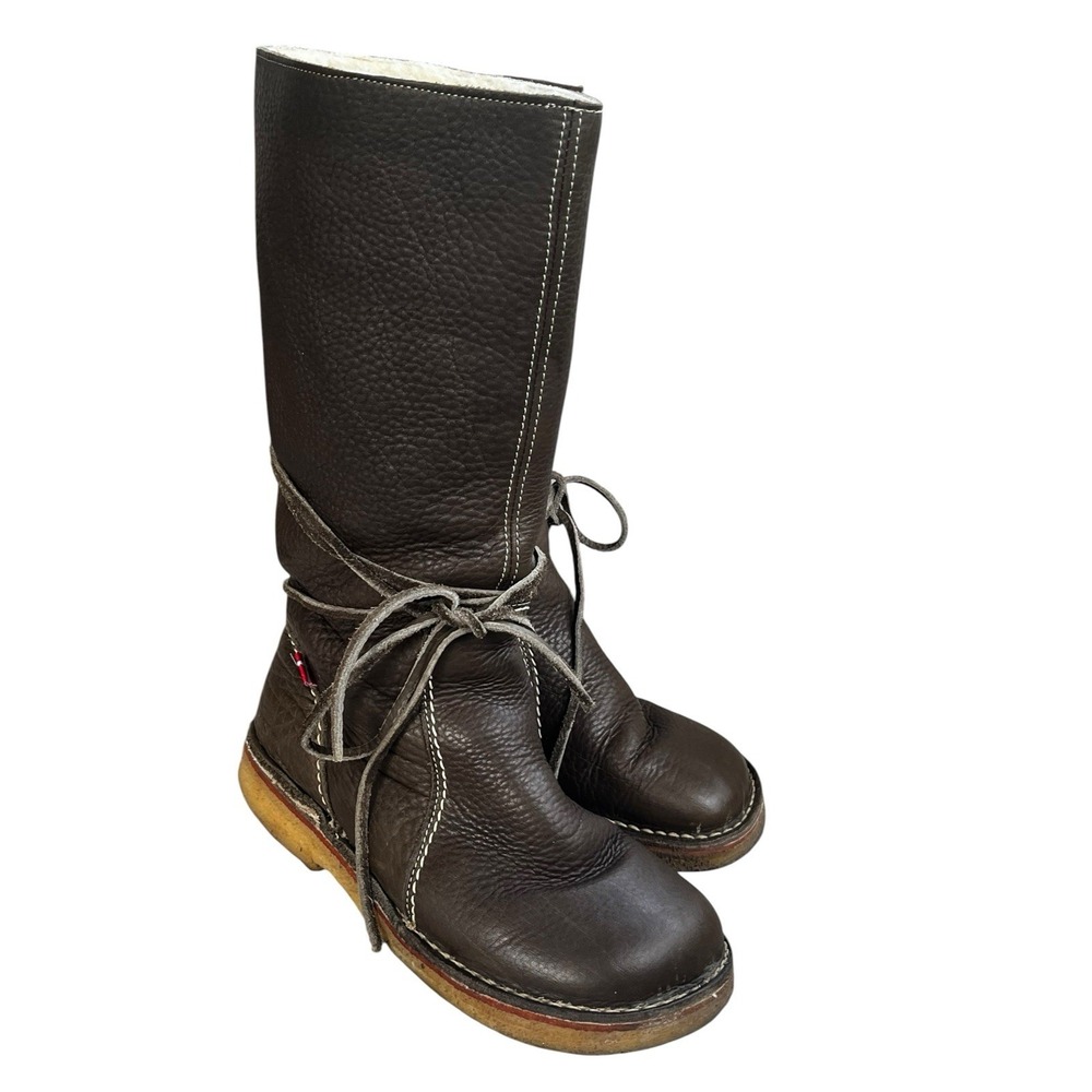 Duckfeet Silkeborg Chocolate Brown Leather Shearling Pull On Boots 39 US 8.5